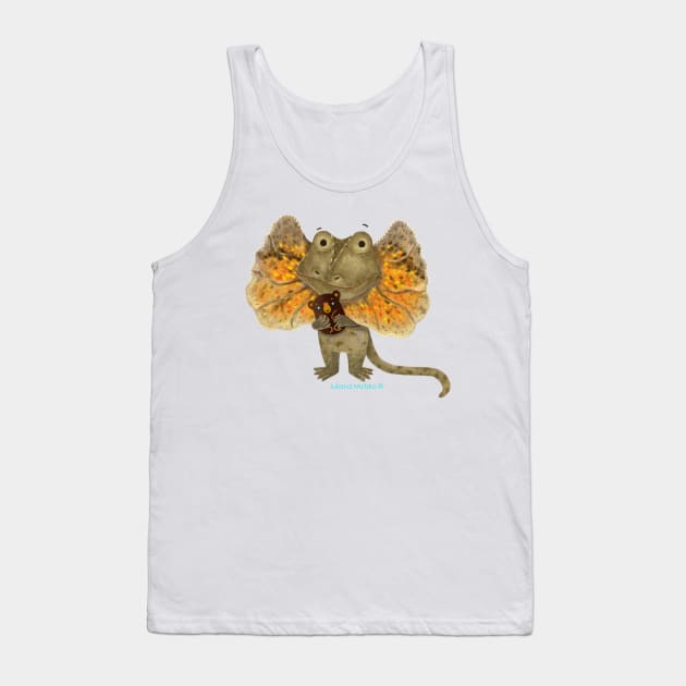 Cute Frilled Neck Lizard with Teddy Bear Tank Top by julianamotzko